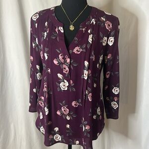 NWOT FUN2FUN floral blouse purple‎
